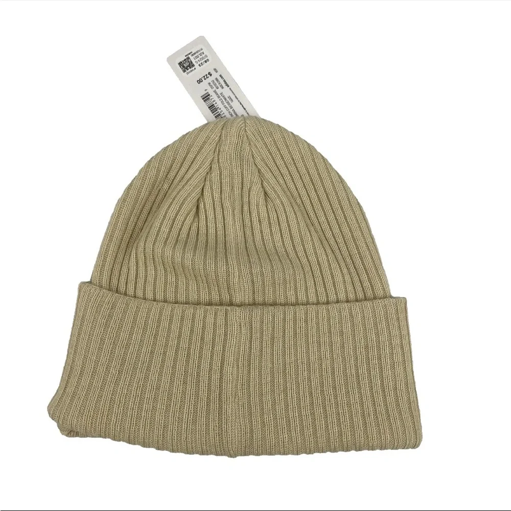 Adidas Women’s Fit Beanie 4”Cuff Fold Aluminum Beige‎ OSFW Ribbed Knit Cap NWT